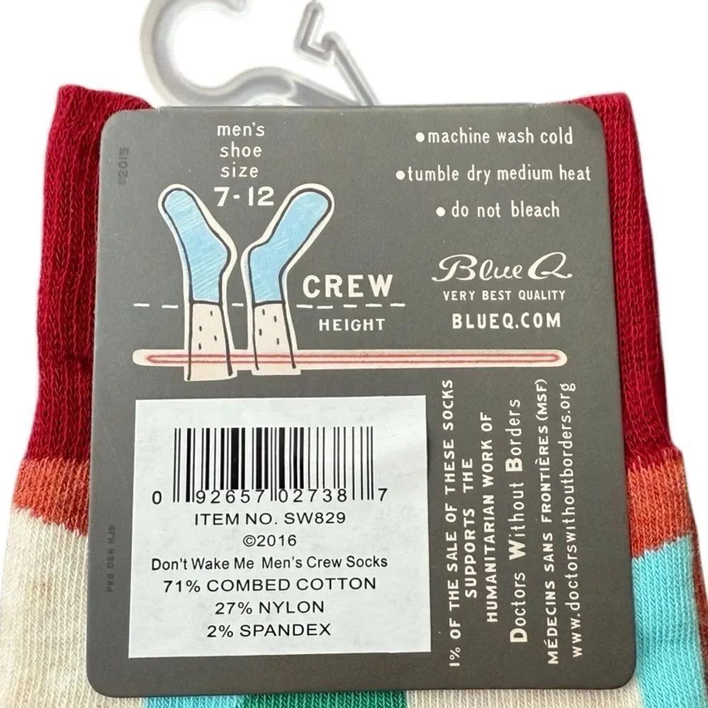 Blue Q Socks Don't Wake Me I'm Working Crew Socks 7-12 NWT